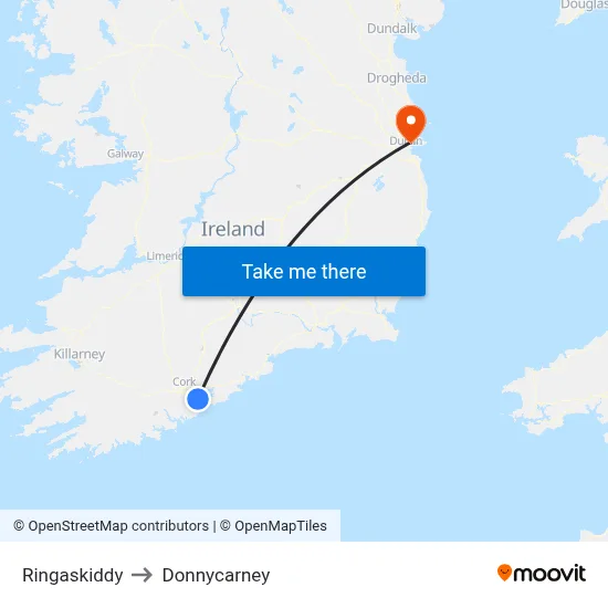 Ringaskiddy to Donnycarney map
