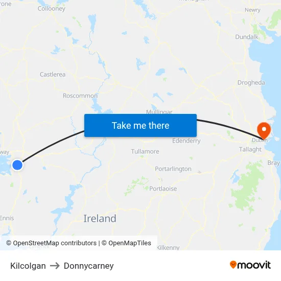 Kilcolgan to Donnycarney map