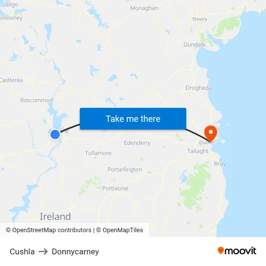 Cushla to Donnycarney map