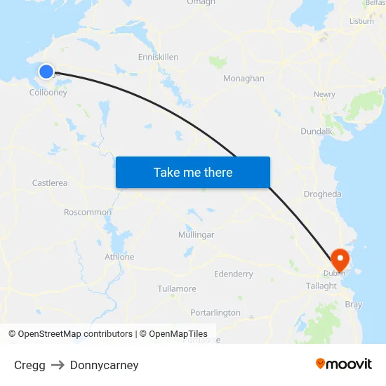 Cregg to Donnycarney map