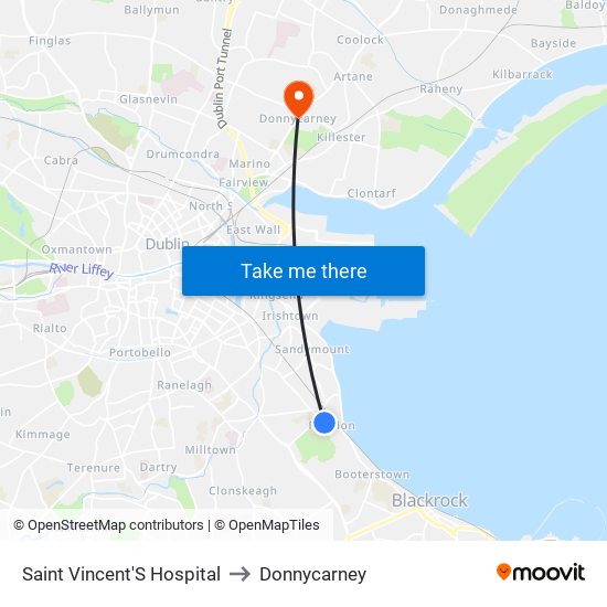 Saint Vincent'S Hospital to Donnycarney map