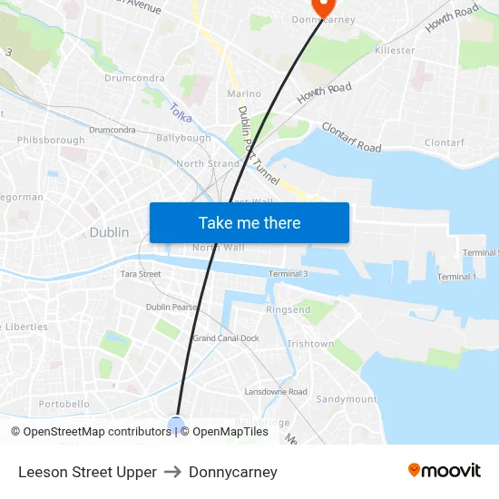 Leeson Street Upper to Donnycarney map