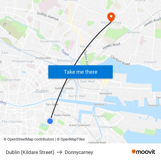 Dublin (Kildare Street) to Donnycarney map
