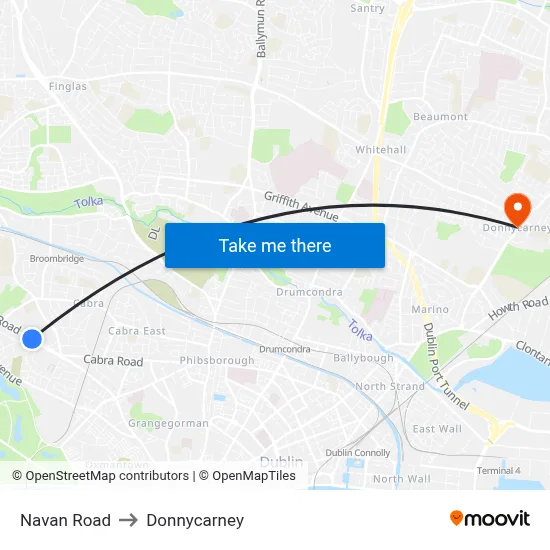 Navan Road to Donnycarney map
