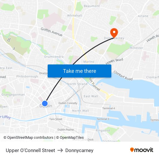 Upper O'Connell Street to Donnycarney map