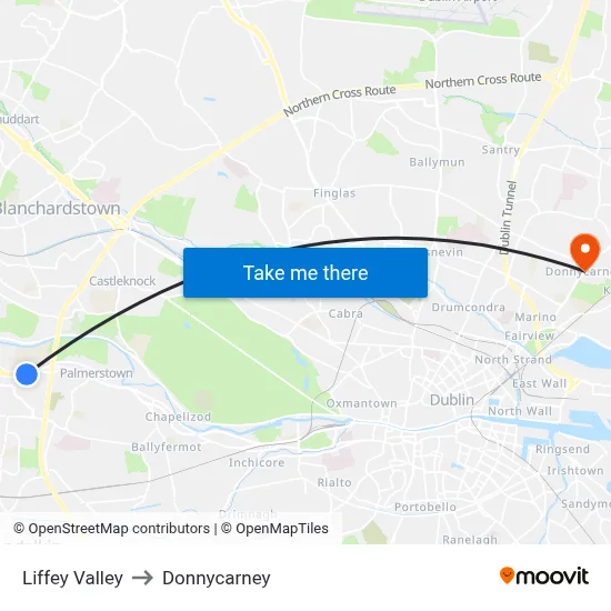 Liffey Valley to Donnycarney map