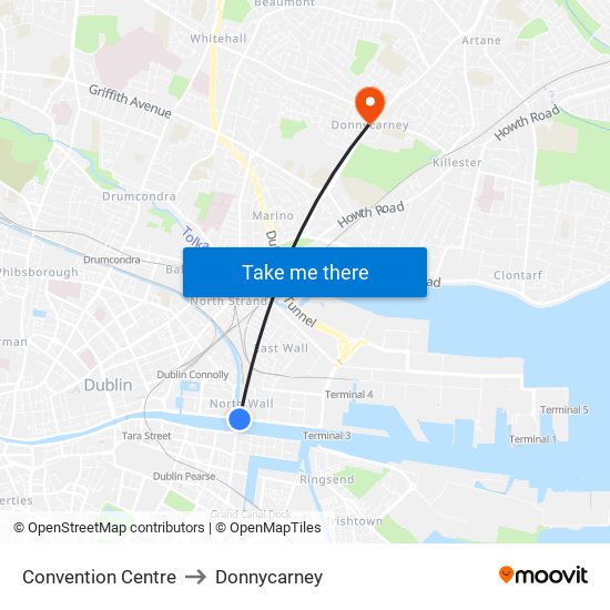 Convention Centre to Donnycarney map