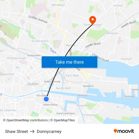 Shaw Street to Donnycarney map