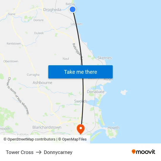 Tower Cross to Donnycarney map