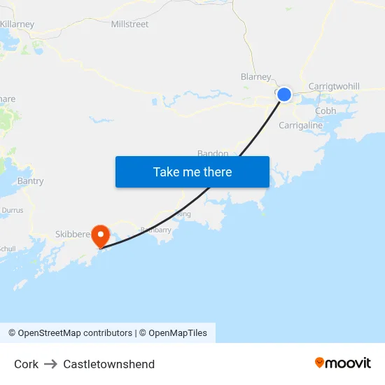 Cork to Castletownshend map