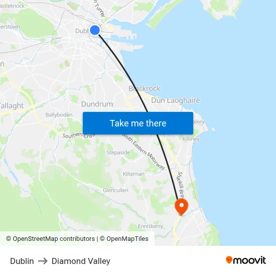 Dublin to Diamond Valley map