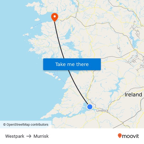 Westpark to Murrisk map