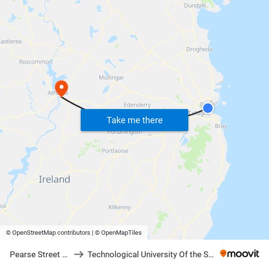 Pearse Street Garda Station to Technological University Of the Shannon: Midlands Midwest map
