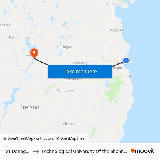 St Donagh's Road to Technological University Of the Shannon: Midlands Midwest map