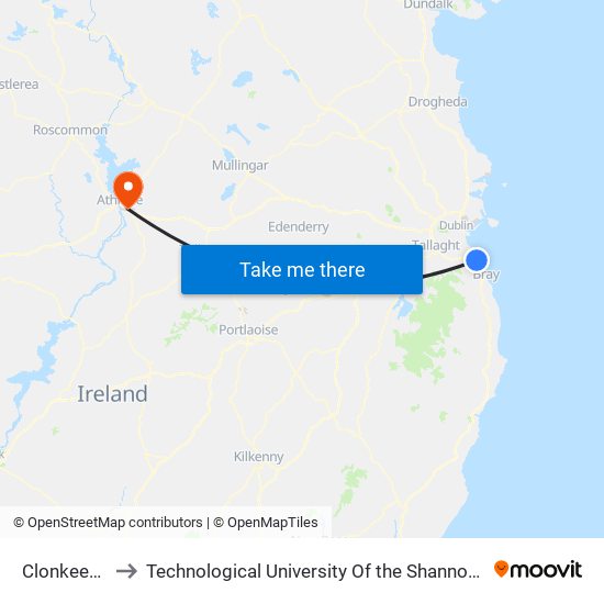 Clonkeen Road to Technological University Of the Shannon: Midlands Midwest map