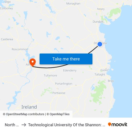 North Road to Technological University Of the Shannon: Midlands Midwest map