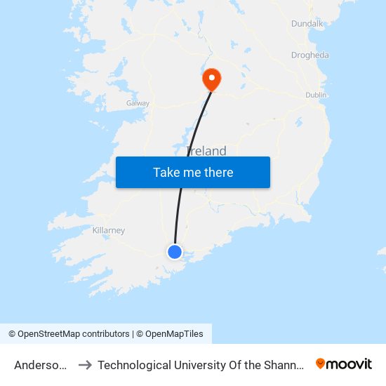 Andersons Quay to Technological University Of the Shannon: Midlands Midwest map