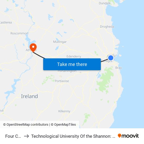 Four Courts to Technological University Of the Shannon: Midlands Midwest map