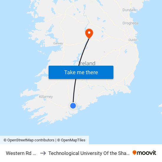 Western Rd Glucksman to Technological University Of the Shannon: Midlands Midwest map