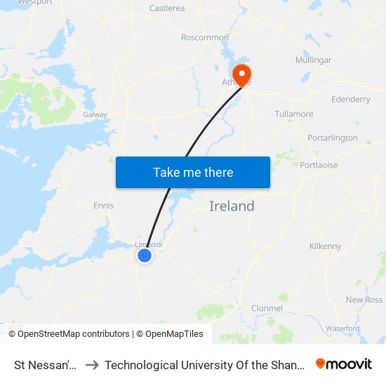 St Nessan's Church to Technological University Of the Shannon: Midlands Midwest map