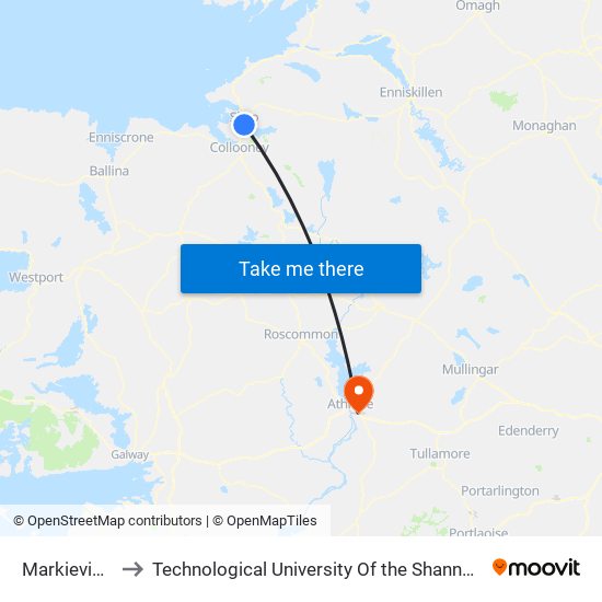 Markievicz Road to Technological University Of the Shannon: Midlands Midwest map