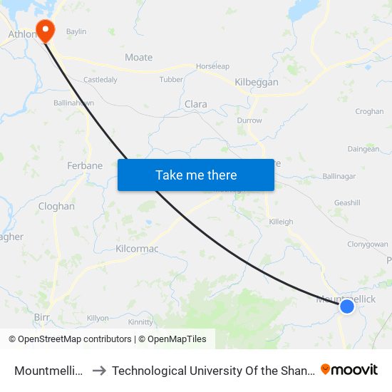 Mountmellick Church to Technological University Of the Shannon: Midlands Midwest map