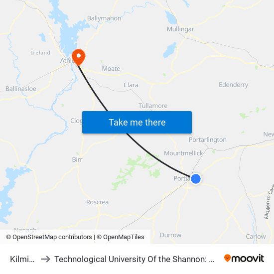 Kilminchy to Technological University Of the Shannon: Midlands Midwest map