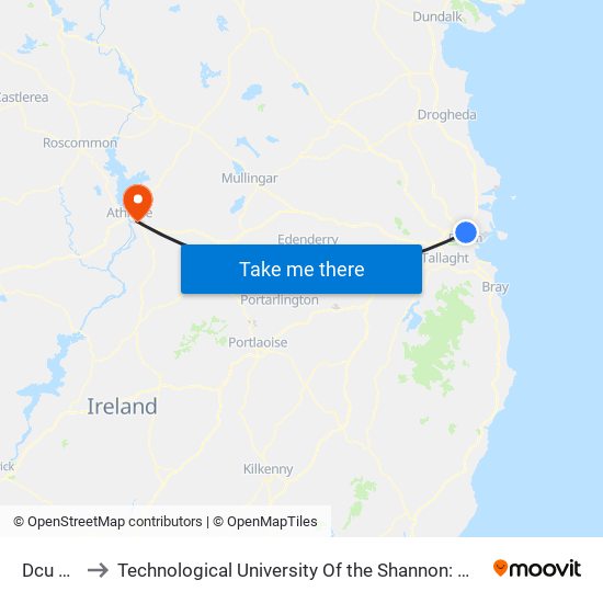 Dcu Helix to Technological University Of the Shannon: Midlands Midwest map