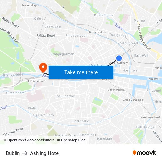 Dublin to Ashling Hotel map