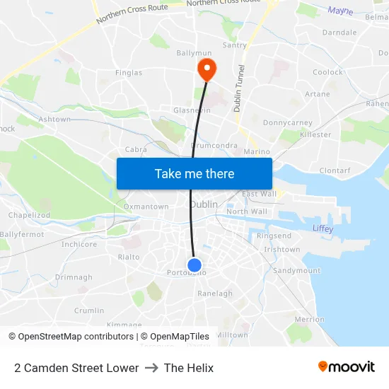 2 Camden Street Lower to The Helix map