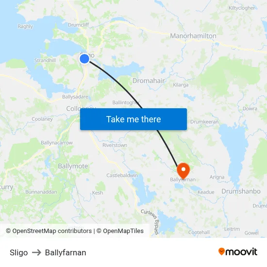 Sligo to Ballyfarnan map