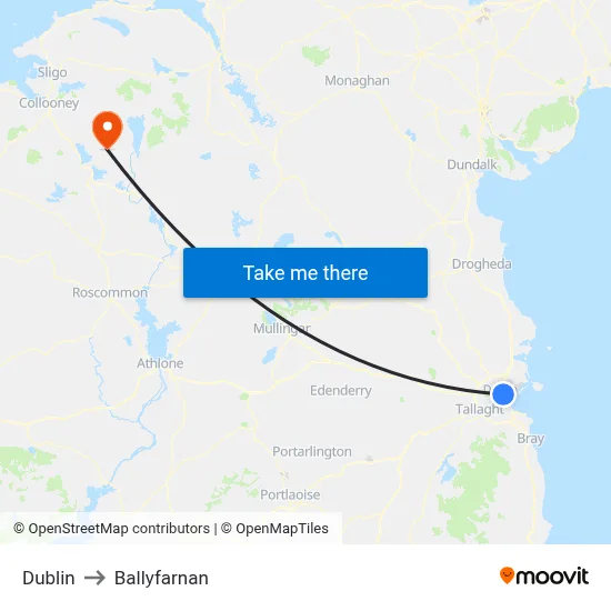 Dublin to Ballyfarnan map