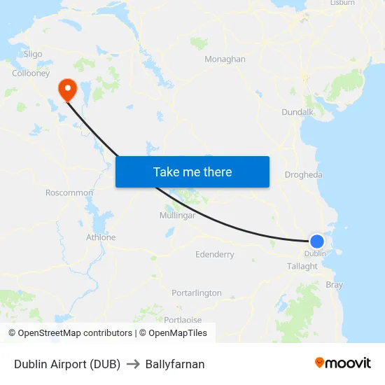 Dublin Airport (DUB) to Ballyfarnan map