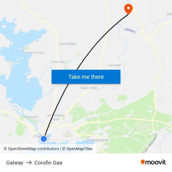 Galway to Corofin Gaa map