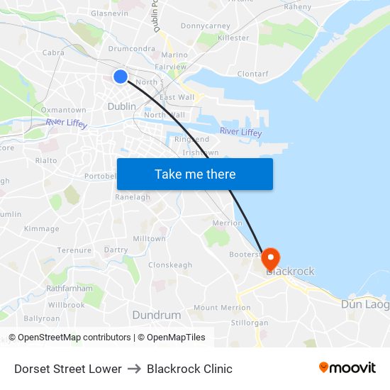 Dorset Street Lower to Blackrock Clinic map