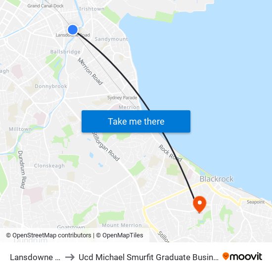 Lansdowne Road to Ucd Michael Smurfit Graduate Business School map