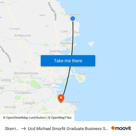 Skerries to Ucd Michael Smurfit Graduate Business School map