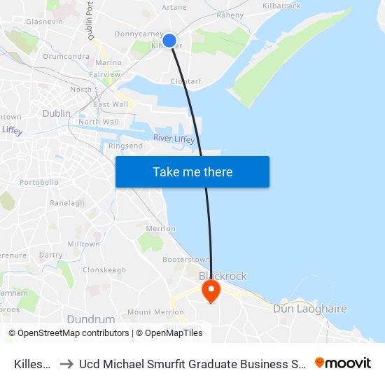 Killester to Ucd Michael Smurfit Graduate Business School map