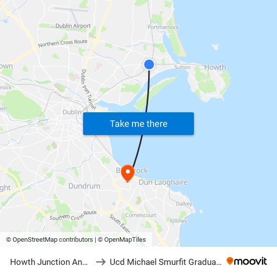 Howth Junction And Donaghmede to Ucd Michael Smurfit Graduate Business School map
