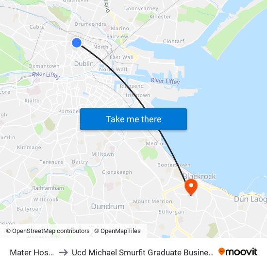 Mater Hospital to Ucd Michael Smurfit Graduate Business School map