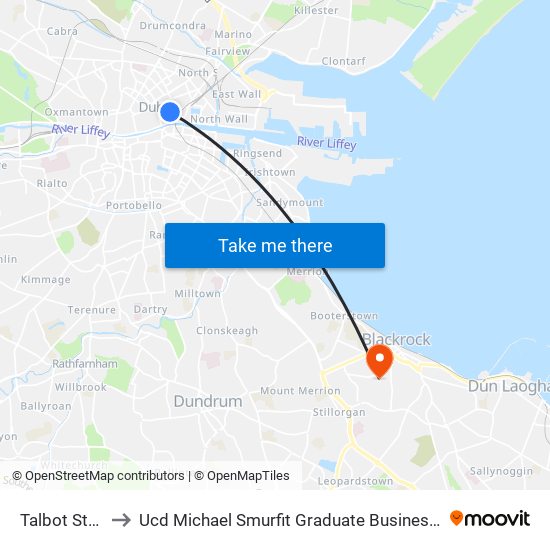 Talbot Street to Ucd Michael Smurfit Graduate Business School map