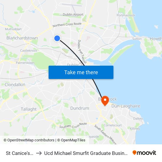 St Canice's Gns to Ucd Michael Smurfit Graduate Business School map