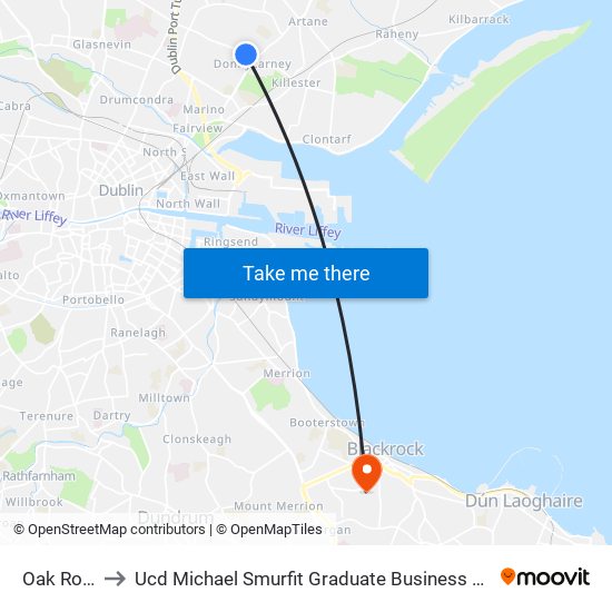 Oak Road to Ucd Michael Smurfit Graduate Business School map