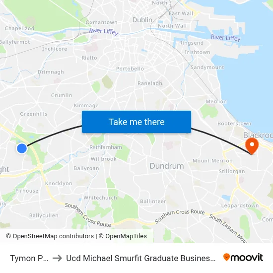 Tymon Park to Ucd Michael Smurfit Graduate Business School map