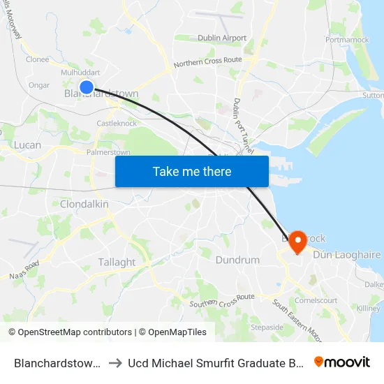 Blanchardstown Centre to Ucd Michael Smurfit Graduate Business School map
