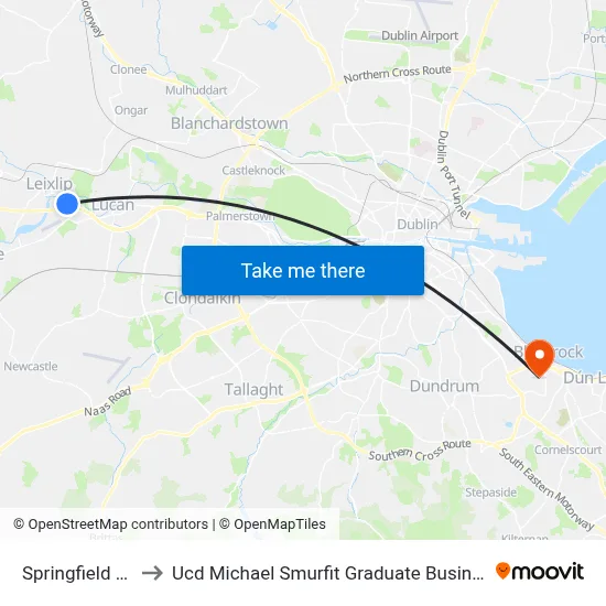Springfield Hotel to Ucd Michael Smurfit Graduate Business School map