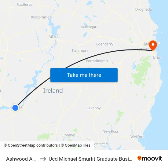 Ashwood Avenue to Ucd Michael Smurfit Graduate Business School map