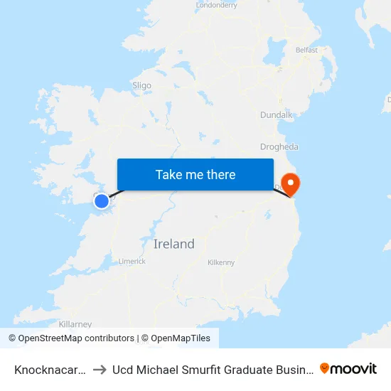 Knocknacarra Rd to Ucd Michael Smurfit Graduate Business School map