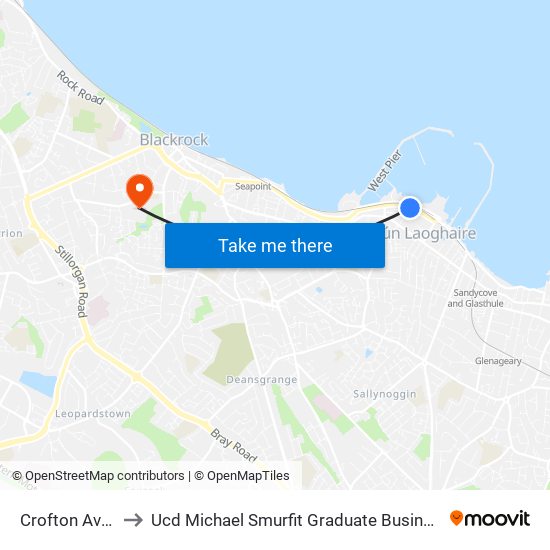 Crofton Avenue to Ucd Michael Smurfit Graduate Business School map