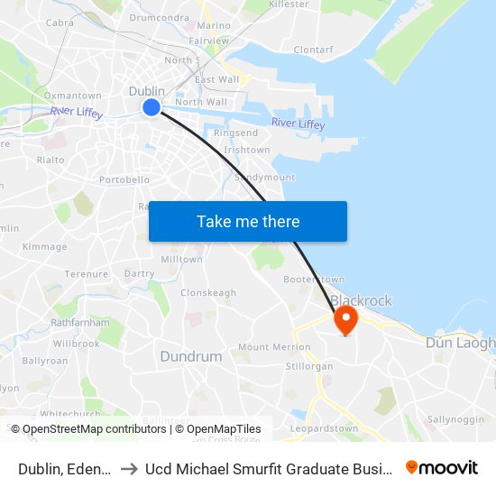 Dublin, Eden Quay to Ucd Michael Smurfit Graduate Business School map